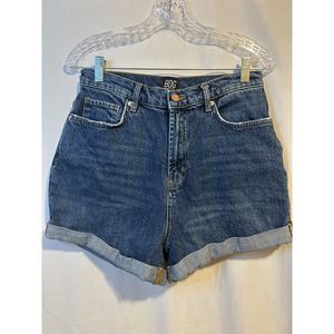 BDG High-Rise Rolled Hem Denim Shorts - Blue